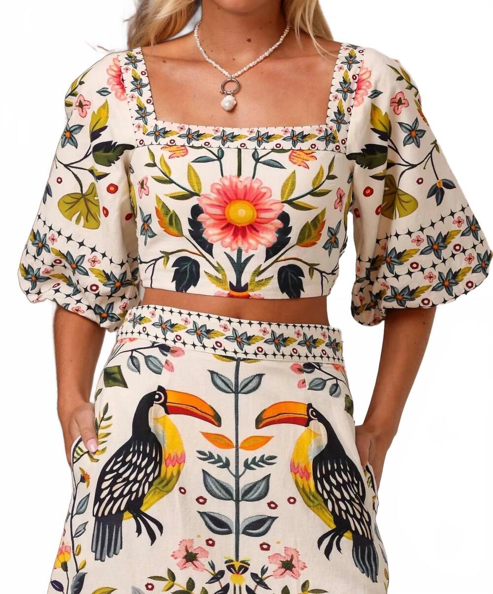 NEW SHORE bonnie squared neckline top in birdsong blossom